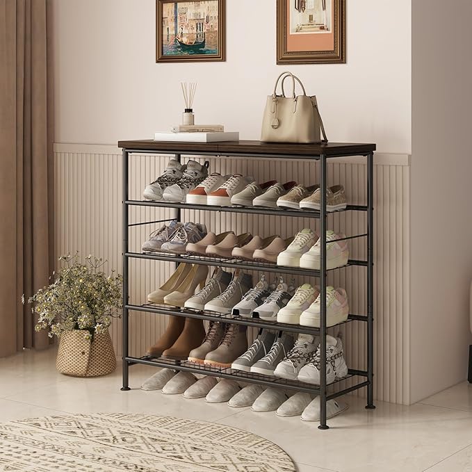Shoe Rack Organizer 5 Tier for Closet Entryway Free Standing Metal Storage Shoe - Image 6