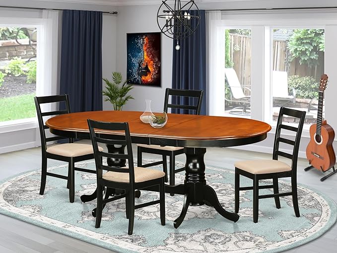 East West Furniture PLPF5-BCH-C 5 Piece Kitchen Table Set - Image 2