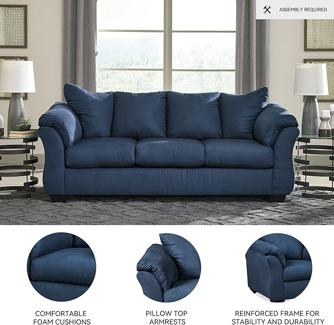 Signature Design by Ashley Darcy Casual Plush Sofa, Dark Blue - Image 4