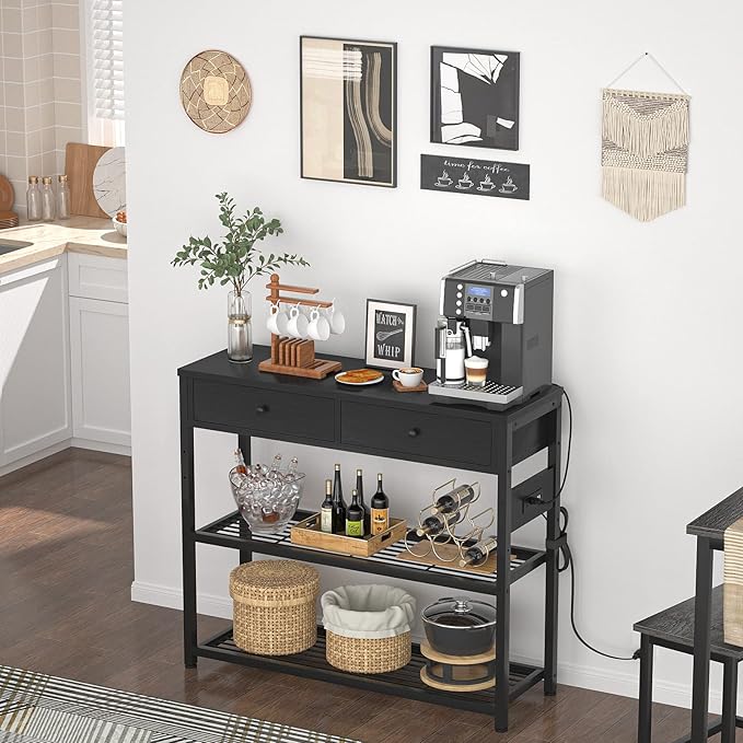 Ecoprsio Entryway Table with Outlets and USB Ports, Console Table with 2 Drawers - Image 6