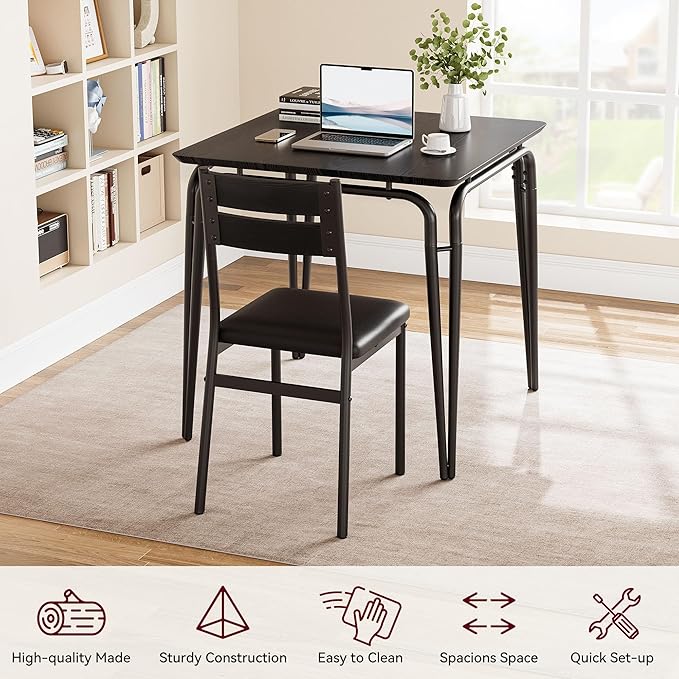 Dining Table for 2, Small Table and Chairs Set of 2, Square Dinette Set for 2 - Image 4