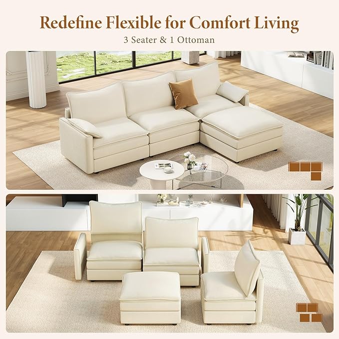 Vesgantti 108" Modular Sectional Sofa, Comfy Cloud Couch - Image 7