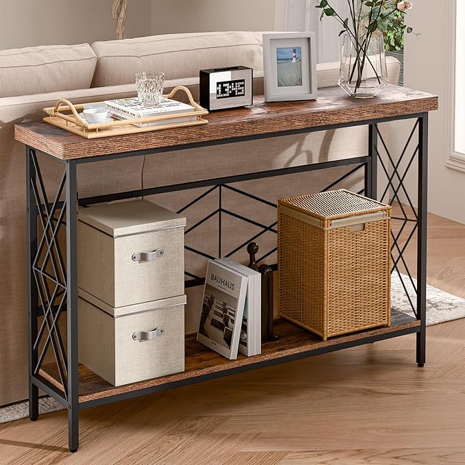 Industrial Console Table for Entryway, Rustic Console Table Behind Couch - Image 3