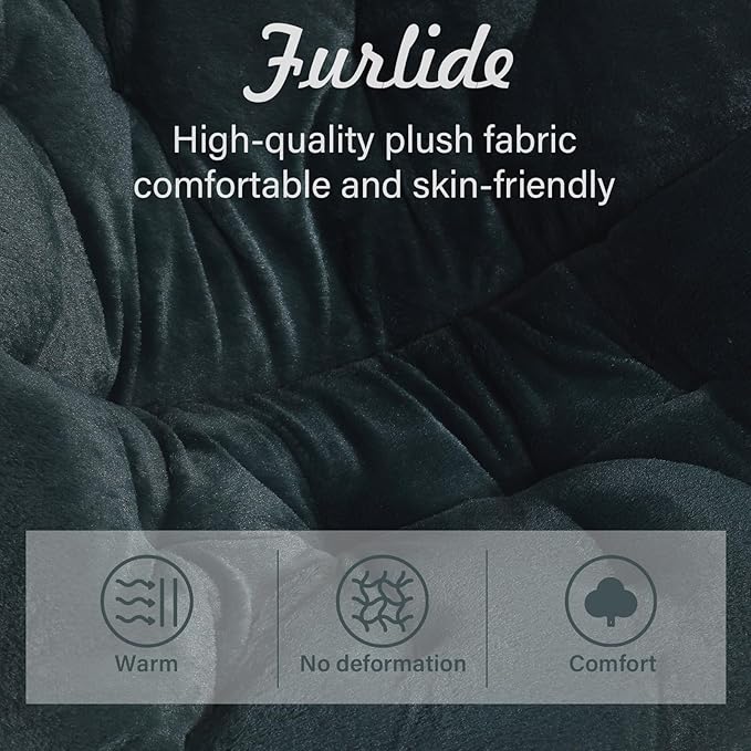 Saucer Chair, Comfy Bedroom Chairs, Oversized Folding Faux Fur Chair, Foldable - Image 6