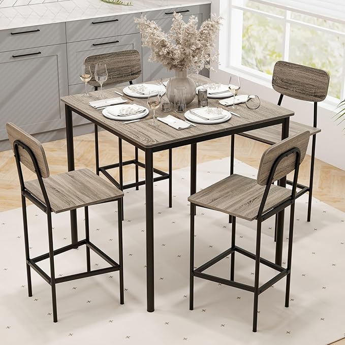 Tangkula Counter Height Dining Table Set, Bar Table and Chairs, Pub Table and - Image 2