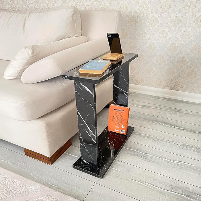 Very Narrow Side Table for Living Room, Small Apartment Space Between Chairs - Image 2