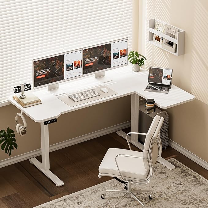 51" Reversiable L-Shaped Electric Standing Desk Adjustable Height Gaming Stand - Image 2