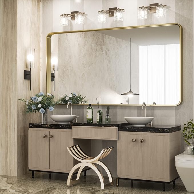 TokeShimi 60 x 30 Inch Brushed Gold Bathroom Vanity Mirror - Image 2