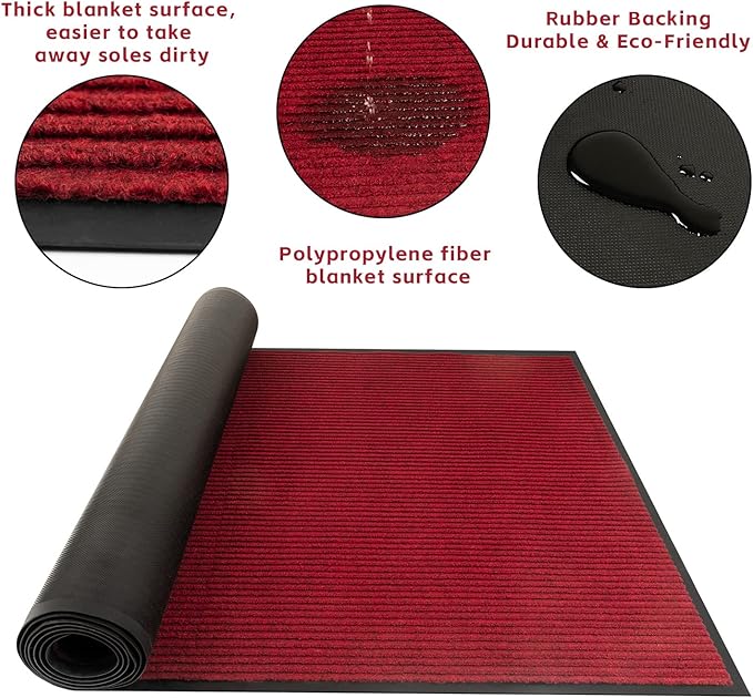 TANYOYO 3' X 10' Commercial Grade Door Floor Mat Brush Step Entrance Mat Vinyl - Image 6