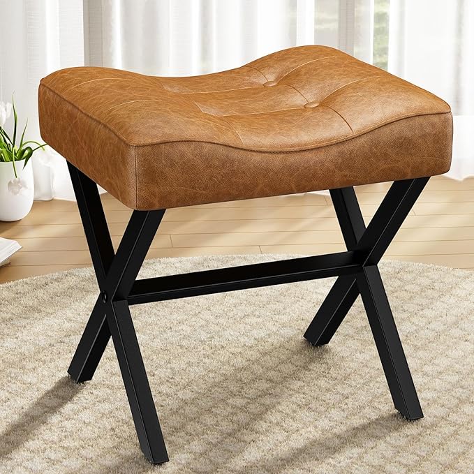 18-Inch Large Leather Vanity Stool, Vanity Chair - Image 9