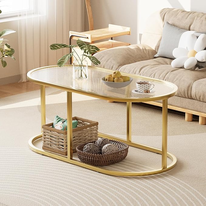 Coffee Table Gold Glass Coffee Table - Image 3