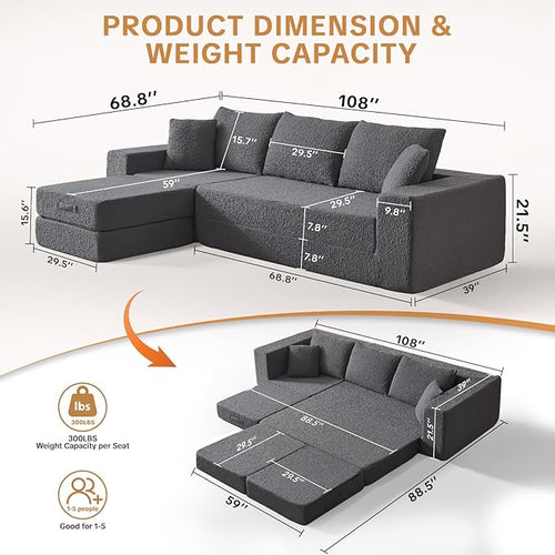 108" Modular Sectional Cloud Sofa - Image 2