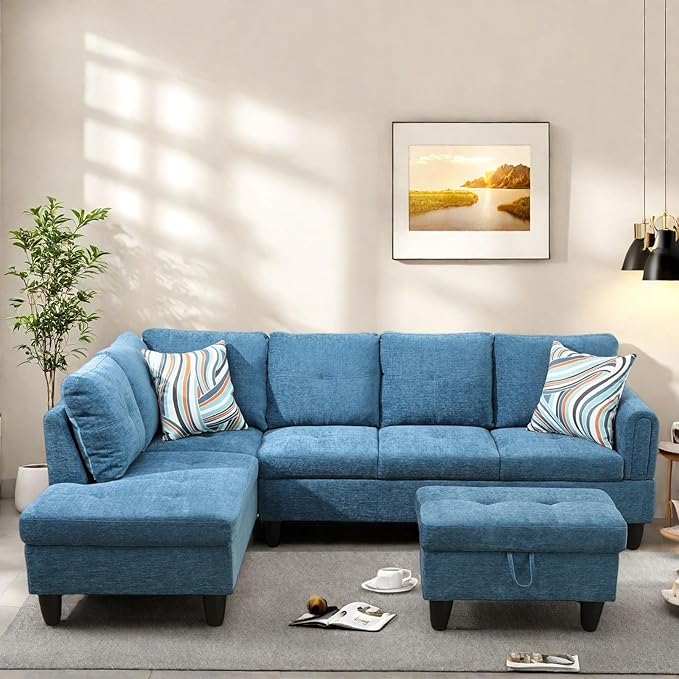 Sectional Couch with Ottoman Storage, L Shaped Couch Sofa Furniture Sets by ChicFurnit
