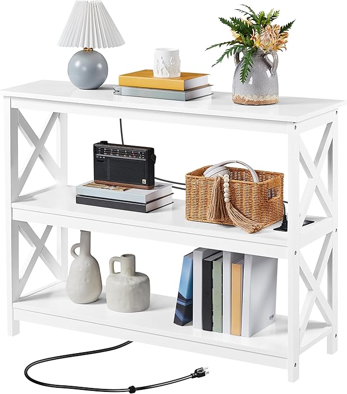 Yaheetech Entryway Table with Storage Shelves, Console Table with Power Outlets by Yaheetech