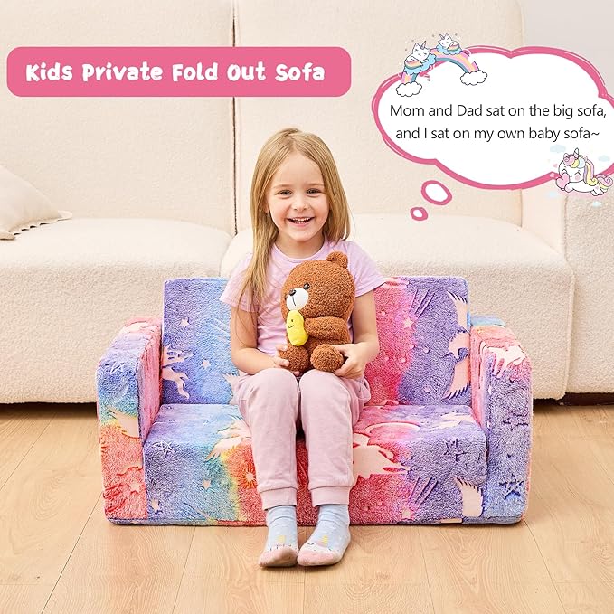 Toddler Chair Comfy, 2-in-1 Soft Toddler Couch Fold Out - Image 4