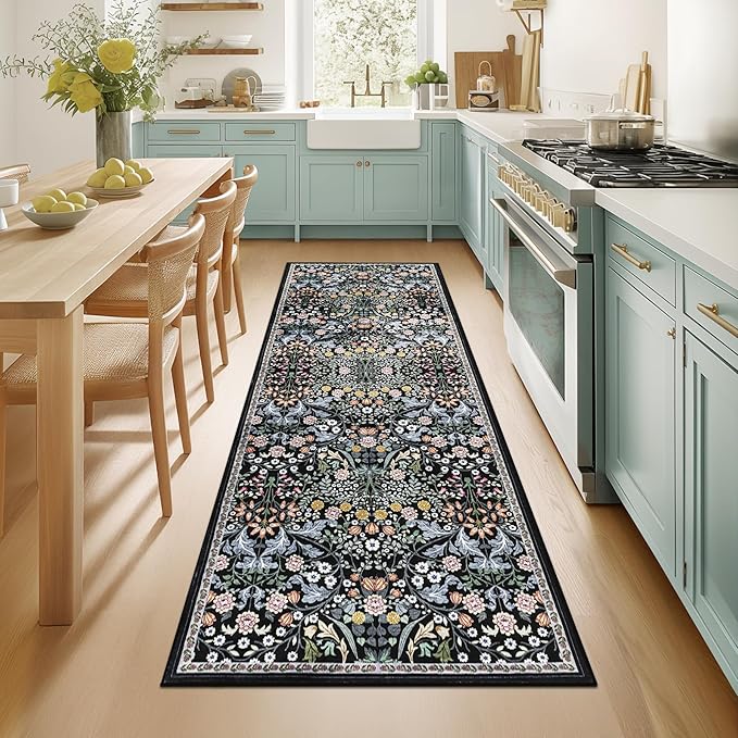 Runner Rug for Entryway: 2x10 Kitchen Rugs Non Slip Washable Ultra Soft Floral by PLHXFRSoftAreaRugs