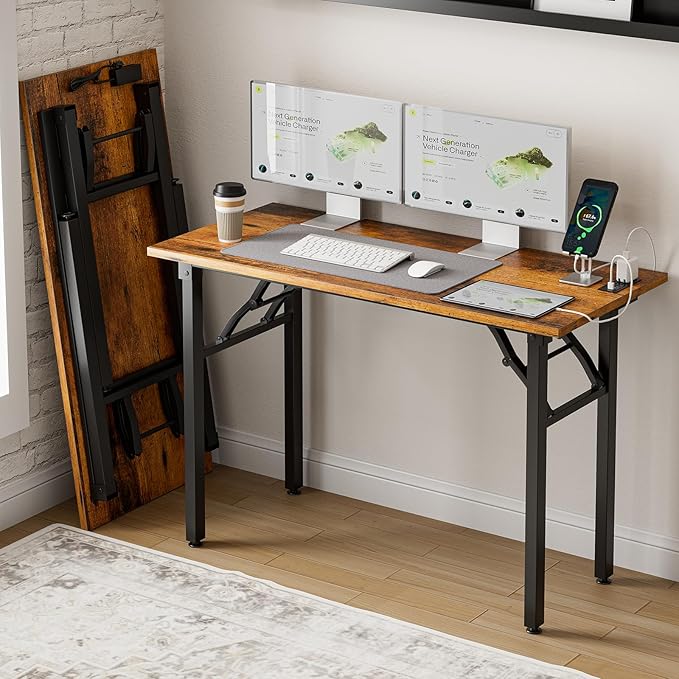 Frylr Small Folding Computer Desk – 43.3 Inch Portable Table by Frylr