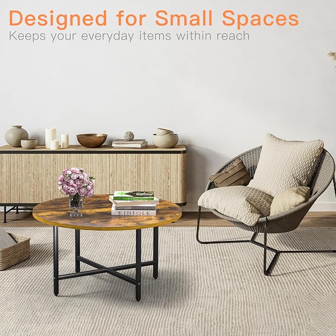 Round Coffee Table, 23.6" Small Coffee Tables - Image 3