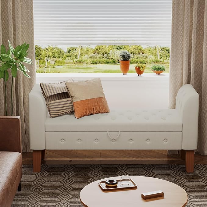 Awonde Storage Bench for Bedroom End of Bed Button Tufted Upholstered Bench - Image 7