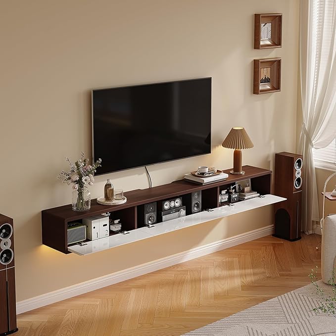Floating TV Stand High Gloss, Floating TV Console, Under TV Shelf - Image 4
