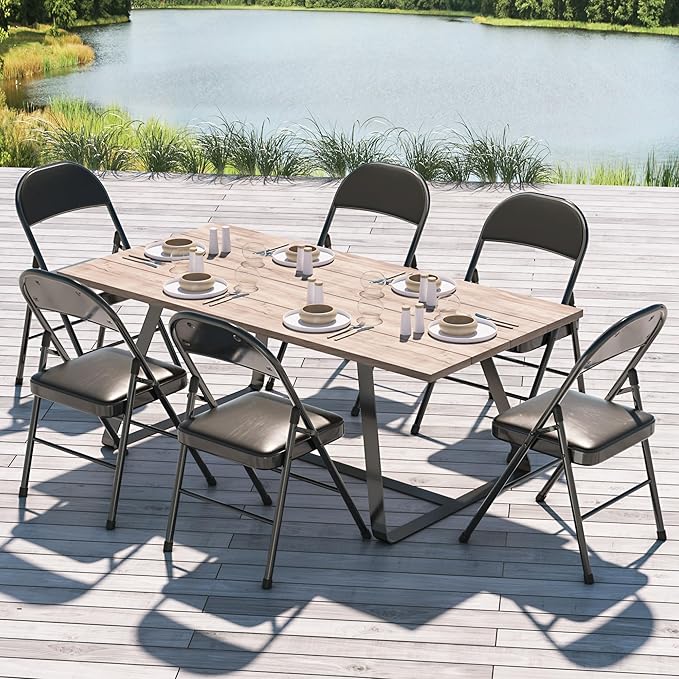 VECELO 4-Pack Folding Chairs Portable Metal - Image 6