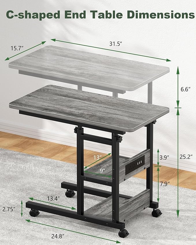 C Shaped End Table Height Adjustable - Image 3