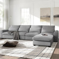 129.9 Inch Modern Oversized L-Shape Feather Filled Sectional Sofa by Unknown