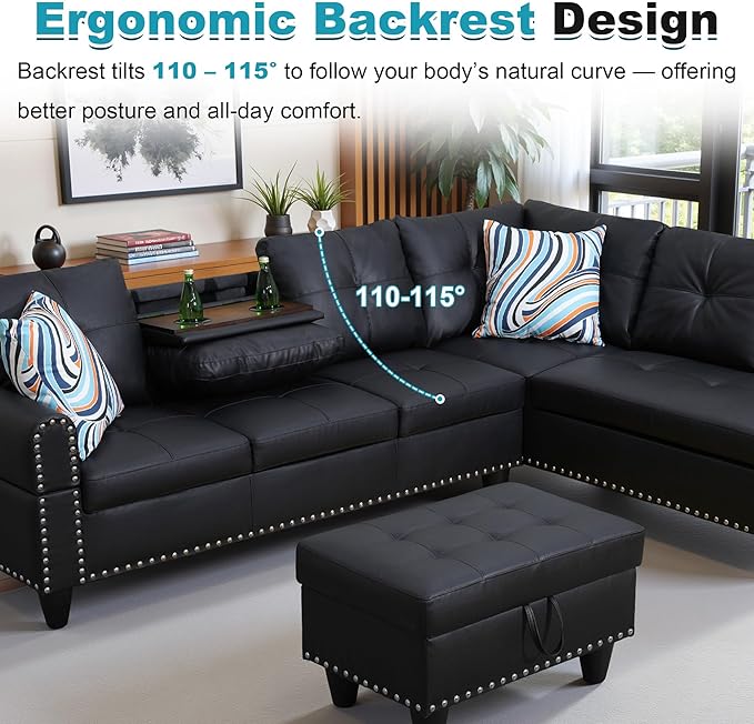 97.5" Oversized Sectional Couch, L Shaped Couch - Image 6