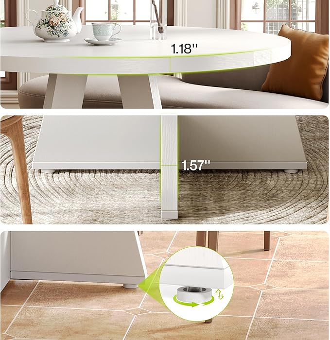 LITTLE TREE Round Dining Table for 4-6 People, 47 Inches White Circle Dinner - Image 5