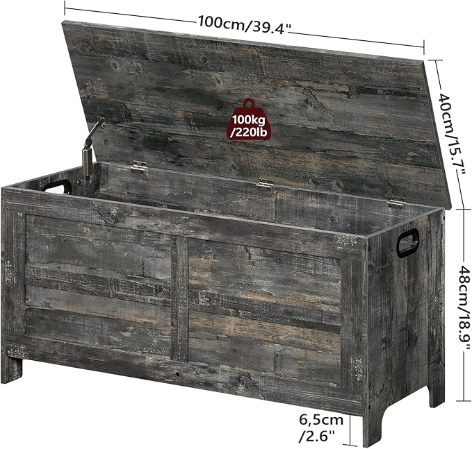 Storage Chest, 39.4” Large Toy Chest, Entryway Storage Trunk, Storage Bench - Image 2