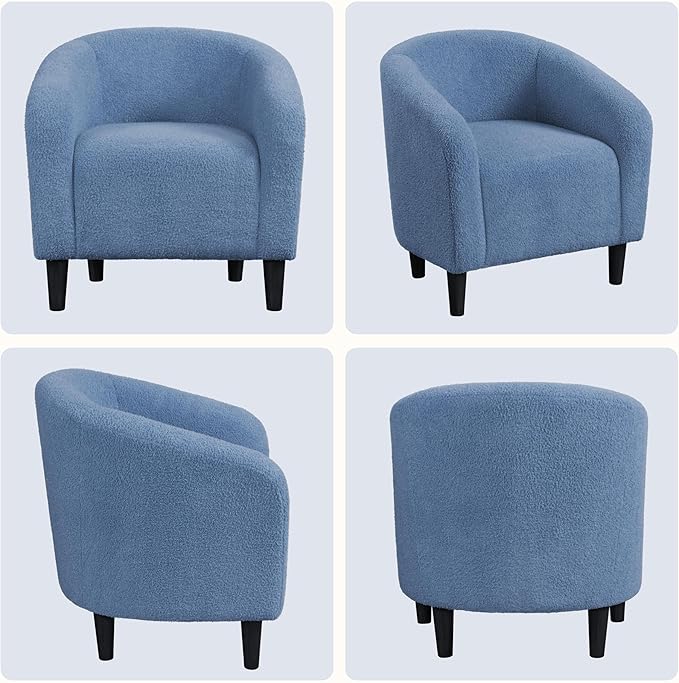 Yaheetech Accent Barrel Chair, Boucle Fabric Club Chair, Furry Sherpa Elegant - Image 6