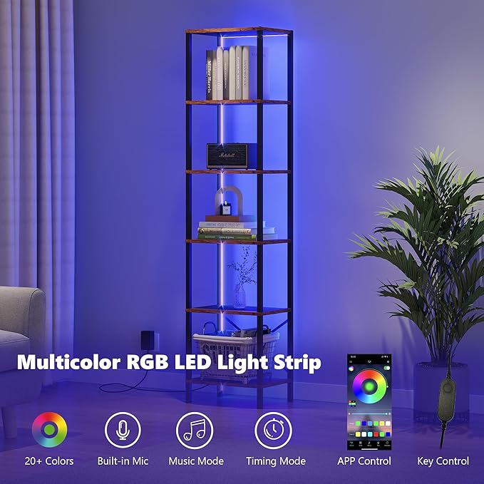 6-Tier Bookshelf, Tall Narrow Bookcase - Image 4