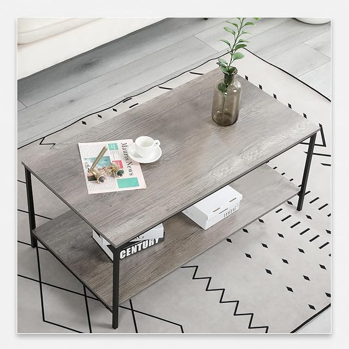 SENIG 2-Tier Coffee Table with Storage Shelf - Image 7