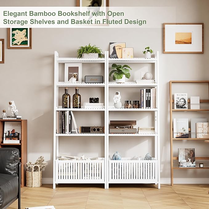 Bamjoy Bamboo White Bookshelf - Image 4