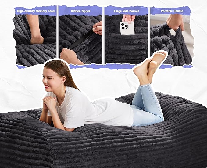 Hobestluk 5FT Bean Bag Chairs Adult Bean Bag - Image 5