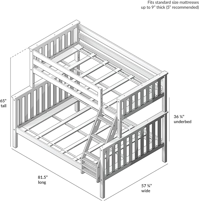 Max & Lily Bunk Bed Twin Over Full Size - Image 2
