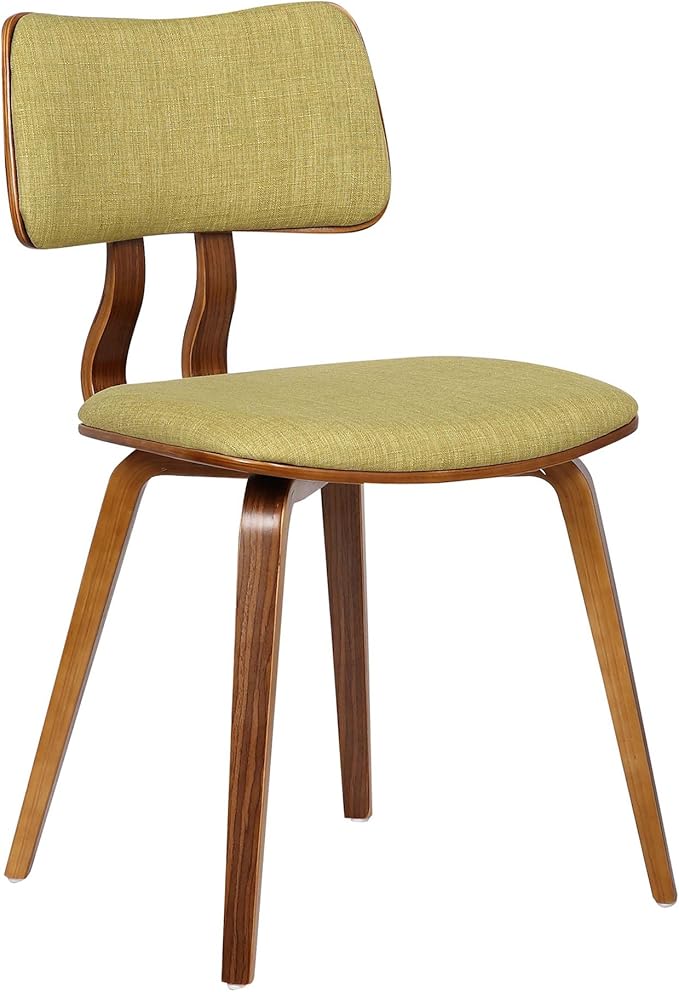 Armen Living Jaguar Mid-Century Dining Chair in Walnut Wood and Green Fabric - Image 6