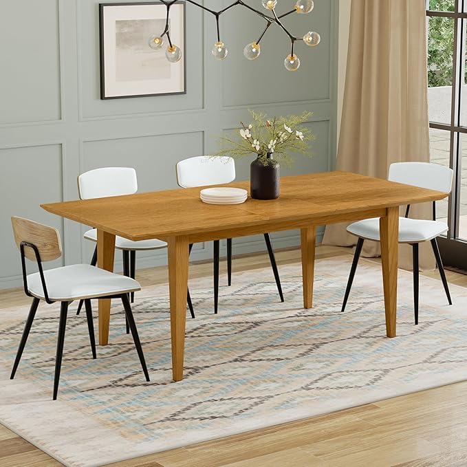 SIMPLIHOME Colby Extendable Dining Table, Solid Wood Oak Veneer in Oak - Image 2