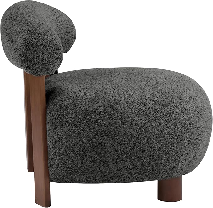 Christopher Knight Home Elvina Boucle Fabric Accent Chair, Solid Wood Single - Image 6