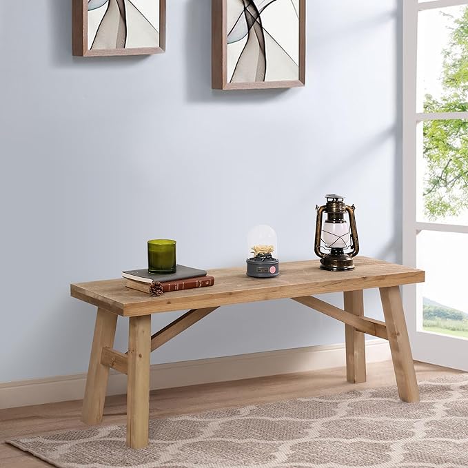 Sawmill Long Wood Bench, Rustic Entry Way Benches Seat, Solid Wood, Handcraft by Wnutrees