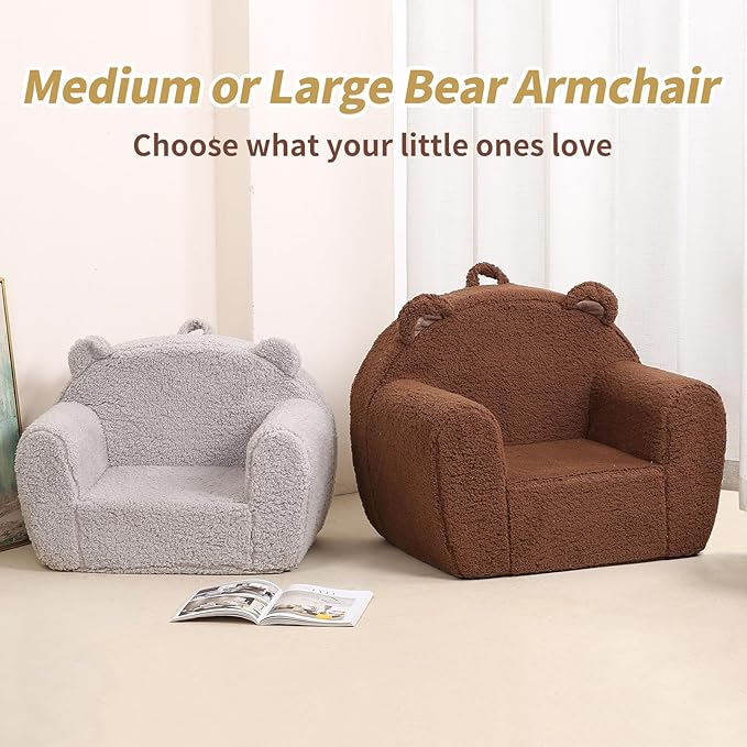 Kids Snuggly-Soft Sherpa Chair, Teddy Bear Cuddly Toddler Foam Chair - Image 6