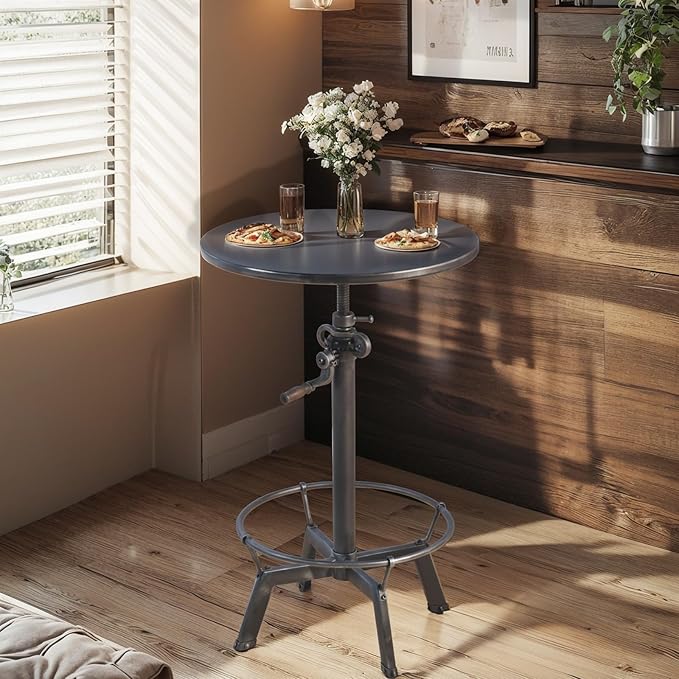 LOKKHAN 33.5"-39.4" Tall Industrial Bar Table-Adjustable Bar Height Pub - Image 7