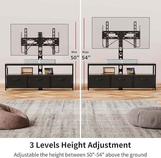 JUSTOGO TV Stand with Mount and Power Outlet, TV Stand Mount with Storage - Image 9
