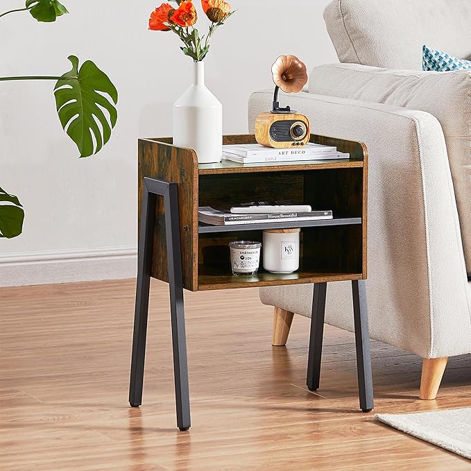 VECELO Nightstand Set of 2, Industrial End Table, Bedside Table - Image 8