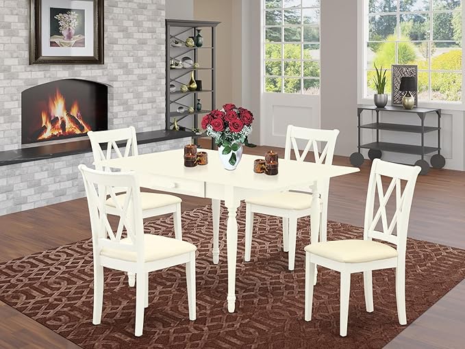 East West Furniture MZCL5-LWH-C 5 Piece Kitchen Table Set - Image 2