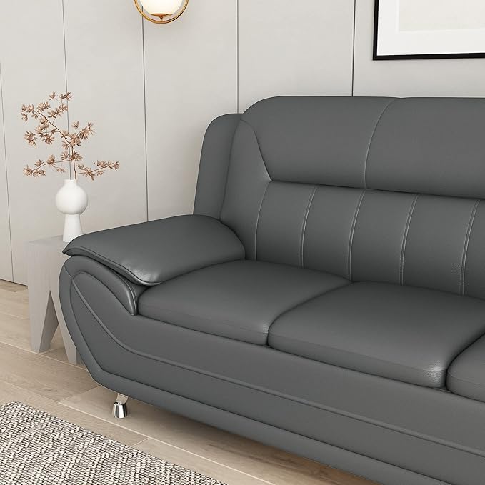 Container Furniture Direct Michael Modern Faux Leather Upholstered Stainless - Image 11