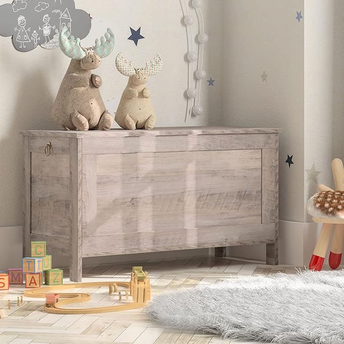 HOOBRO Toy Box, Retro Wooden Look Storage Chest - Image 4