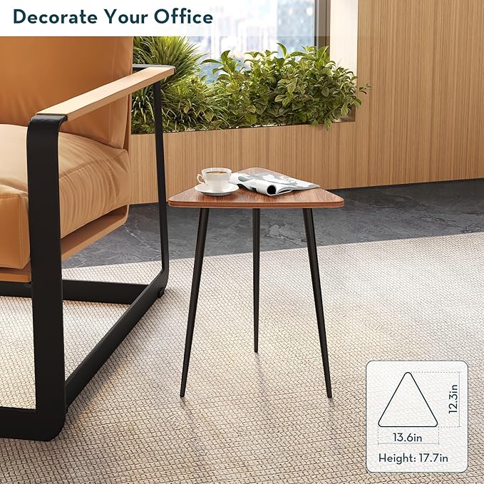 SAYGOER Small Triangle Side Table, Mid Century Modern Walnut End Table - Image 5