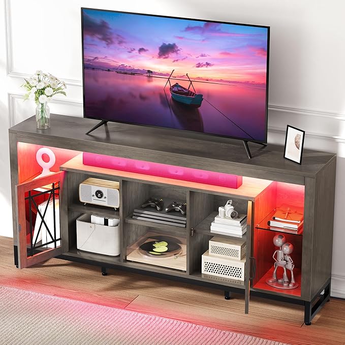 YITAHOME 33.5'' Tall TV Stand for 75 inch TV, LED Entertainment Center - Image 8