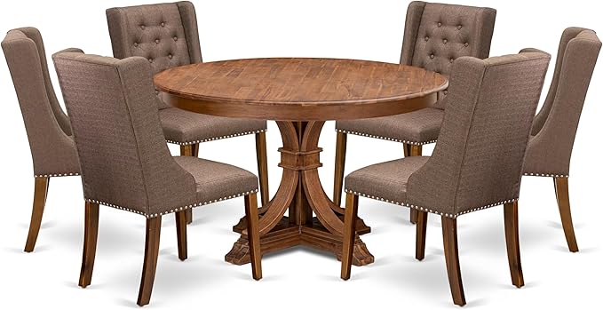 F7FO7-50N-18 - 7-Piece Dining Room Set Contains A Kitchen Table and 6 Brown by LuxebyEastWestFurniture